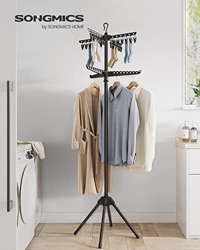 SONGMICS Clothes Drying Rack, 72.8-Inch Drying Rack, 3 Rotatable Arms - color: Black, style: 2-Tier-Clip