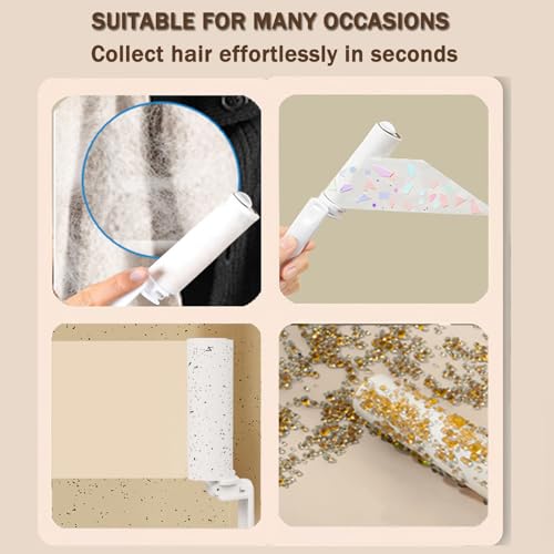 Mini Travel Lint Roller with 150 Sticky Sheets, Compact Portable Pet Hair Remover with Cover for Clothes, Travel, Small Foldable Lint Roller for Purse Car Bag Essentials (White) - color: White