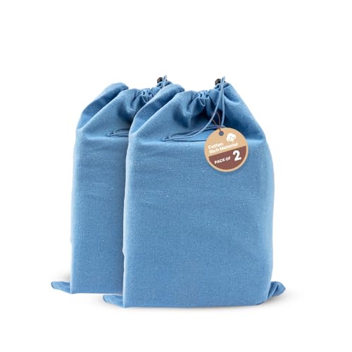 LFH Cotton Rich Shoe Storage Bags with Drawstring, Dustproof Breathable Reusable Organizer, Perfect For Travel, Dorm, Hotel, College, Gym, Easy to Carry, Machine Washable 8"x17" (Pack of 2) - Sky Blue - color: Sky Blue, size: 8"x17" (Pack of 2)