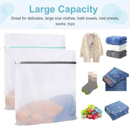 Tenn Well 3Pk 20x23" Mesh Laundry Bags Large Lingerie for Delicates - color: White, size: S (20"x23")