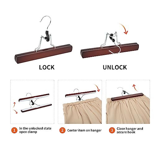 Amazon Basics Wooden Pants Hangers Closet Organizer, Cherry, 10-Pack - color: Cherry, size: 10-Pack