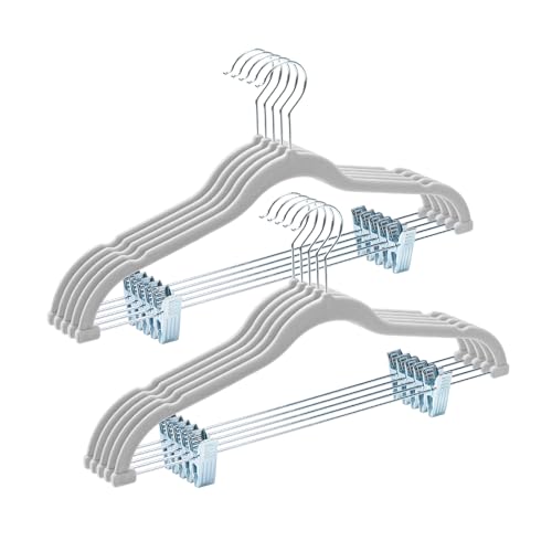 HOUSE DAY Velvet Pant Hangers with Adjudtable Clips 10 Pack, Gray - color: Gray, size: 10 Pack
