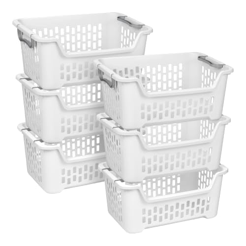 Sterilite Stacking Laundry Basket, Plastic Clothes Hamper, 6 Pack - size: 6-Pack
