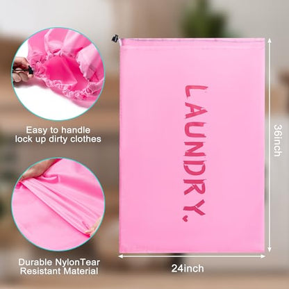 4 Pack Travel Laundry Bag,24" x 36", Extra Large Dirty Clothes Organizer - color: Beige+Light blue+Beige+Light blue, size: 24"x36"