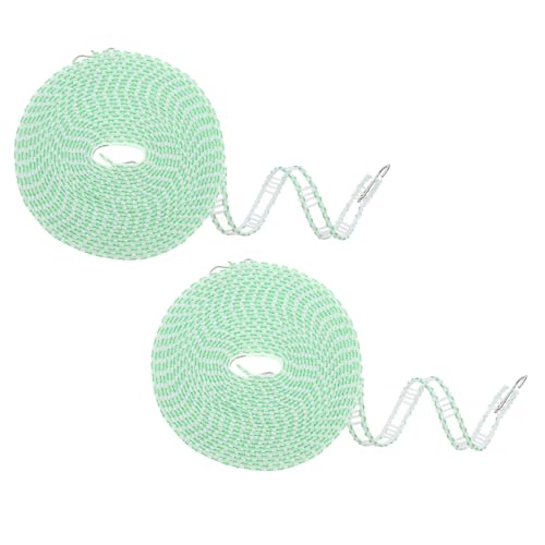 uxcell 2pcs Windproof Clothesline, 8M 26ft Plastic Non-Slip Clothes Drying Rope Portable Travel Clothesline for Courtyard Outdoor Laundry Camping, Green - color: Green, size: 26.2ft