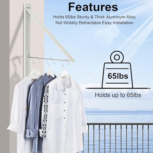 Foldable Wall Mount Drying Rack, 65lb, Space Saving White - color: White