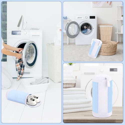 Dntorx 2 PCS Shoe Washing Machine Bags for Washer and Dryer, Blue + White - color: Blue+White