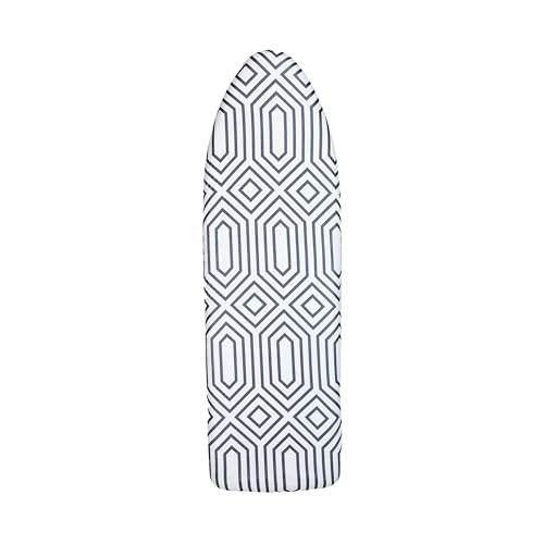Laundry 360 Ironing Board Cover with Pad - Elastic Fit Scorch Resistant White Black Color | Hook Loop Fasteners | Cotton Cover Polyester Padding - color: Graphite, size: 15" x 54" x 0.1"