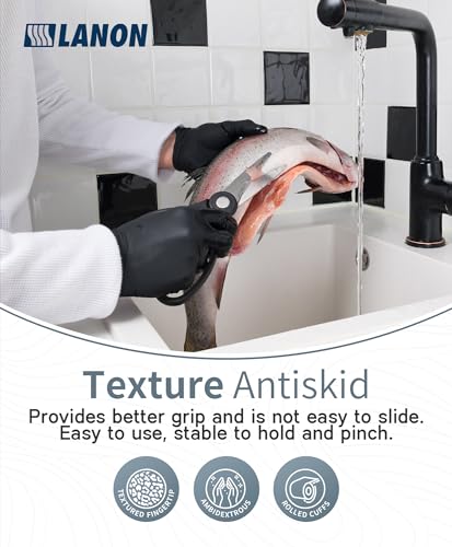 LANON Black Food Safe Disposable Nitrile Gloves,Full Container Load, Medium - color: Phantom Black, size: Medium(Pack of 1000)