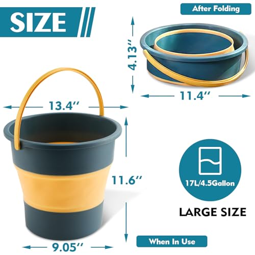 Collapsible Bucket 4.5 Gallon/17L Large Capacity Foldable Cleaning Buckets - color: Large Blue