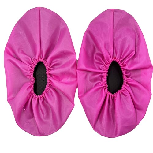 5 Pairs Waterproof Anti slip Washable Reusable Boots Cover Indoor Shoe covers (L, Fuchsia) - color: Fuchsia, size: Large