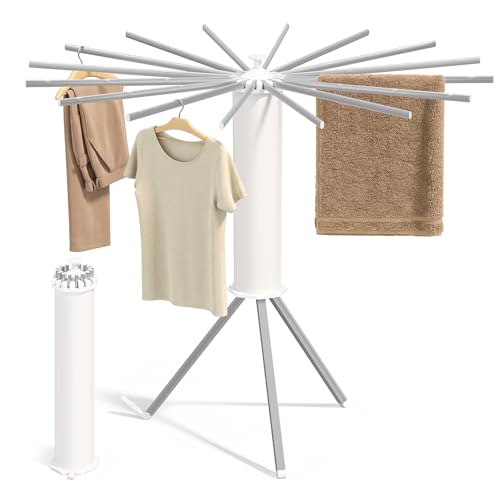 SONGMICS Drying Rack, Foldable Rotary Tripod, 16 Pull-Out Aluminum Arms - style: Aluminum Alloy Arms