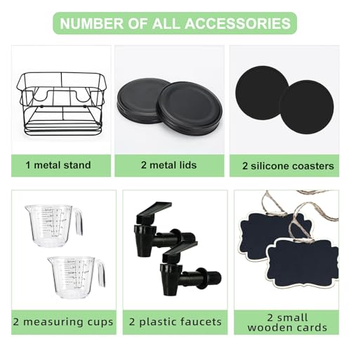 Roetell 2 Sets 1 Gallon Laundry Detergent Dispenser with Stand, Measuring Cup, Glass Laundry Detergent Containr for Laundry Room Organization - color: Black