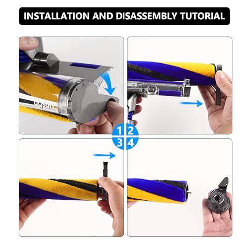 Yivy for Dyson V15/V15s Detect/Gen5/V12 Slim - Fluffy Roller Brush Soft Floor Brush, No.971634-01 - color: Yellow Blue