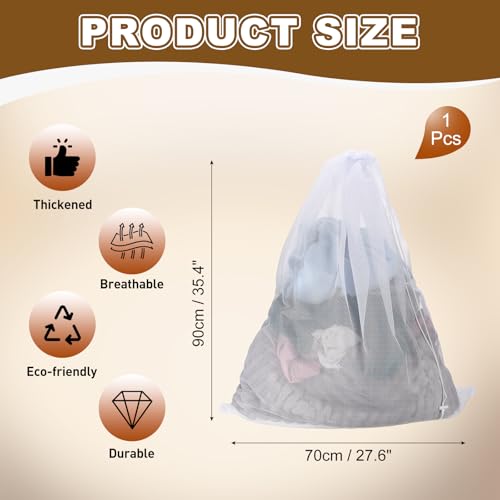 uxcell Mesh Laundry Bag, 27.6x35.4" Large Drawstring Net Laundry Bag Coarse Mesh for Washing Machine for College,Dorm, Travel, Family and Apartment Residents, White - color: White, size: 27.6x35.4"