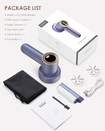 HOMEASY Fabric Shaver, Rechargeable Lint Remover for Clothes Purple - color: Purple