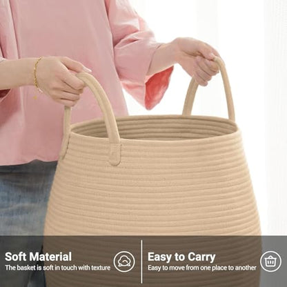 Extra Large Laundry Hamper Basket 105L Woven Blanket Basket, Jute Brown - color: Jute Brown, size: 105L