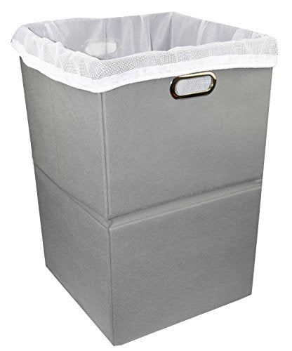 Freegrace Extra Large Laundry Hamper, Foldable Basket with Laundry Bag - color: Gray