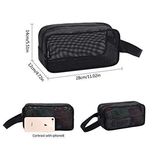 Moyad Mesh Shower Caddy Portable Toiletry Bag College Dorm Room Essentials for Girls Guys Gym Bag Camping Organizer Hanging Bathroom Mesh Bag, Black - size: Small