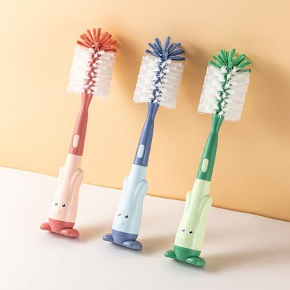 Silicone Baby Bottle Brush with Stand, Water Bottle Brush Cleaner Set - color: Pink 1