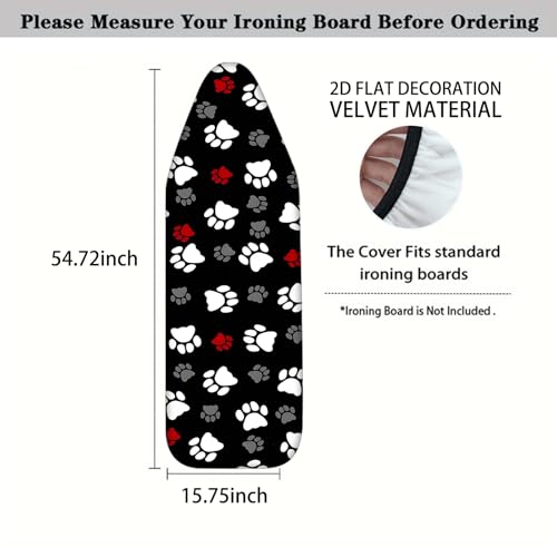 Nuxovilar Pet Paw Prints Ironing Board Cover 15x54 Polyester - color: Yve00925