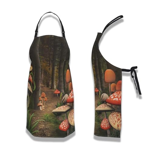 Chef Apron for Women Enchanted Nature Mans Aprons for Cooking Funny for Kitchen Cooking Restaurant BBQ Painting Crafting 27” (W) x 31” (H), Waterproof Aprons - color: Enchanted Nature