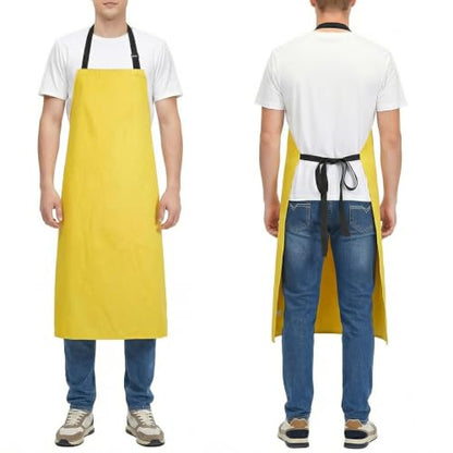 Molaxhome PU Waterproof Apron for Chef Lightweight Oil-Resistant Work Apron - color: Yellow