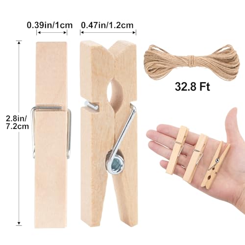 jijAcraft 2.9 Inch Large Clothes Pins - 50Pcs Wooden Clothespins - color: Natural Brown, size: 2.9 inch, 50 pcs