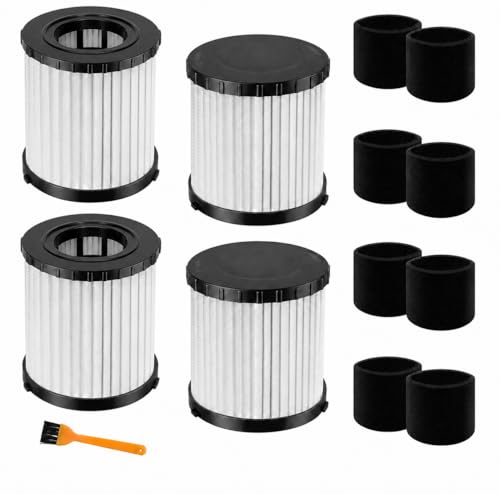 4 Pack DCV5801H HEPA Filter Replacement Compatible with DEWALT DCV580H / DCV581H 20V MAX Wet-Dry Vacuum Cleaner, with 8 Foam Sleeve Filters & 1 Brush, Washable and Reusable Filter - color: 4pcs