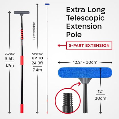Tyroler Professional Window Squeegee with Extension Pole 6-25ft - size: 24.3 feet