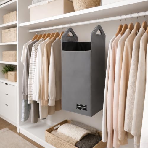 TFLC Hanging Laundry Hamper bag, Portable Clothes Hampers for Laundry, Gray - color: Gray, size: Single Compartment