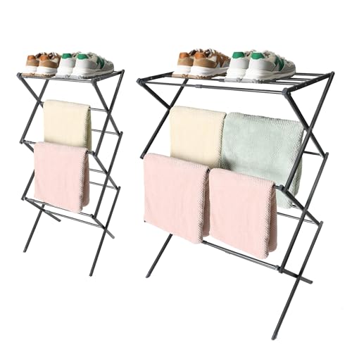 happhom Clothes Drying Rack, Foldable Drying Rack Clothing, Laundry Drying Rack, Expandable and Collabsible Drying Rack, Free-Standing Large Clothes Dryer, Space Saving Indoor&Outdoor, Silver - style: Drying Rack