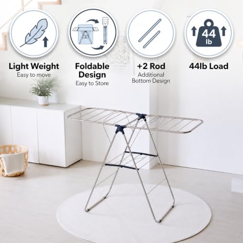 TRESBELLE Stainless Steel Clothes Drying Rack,Foldable Laundry Dryer,Size M - size: Medium