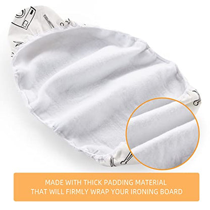 Seiritex Ironing Board Cover and Pad Standard Size 15 x 54 inch, Heat Reflective with Hook and Loop Fasteners, Thick Padding with Elasticized Edges, 3 Layers Iron Board Cover (White) - color: White, size: 15x54