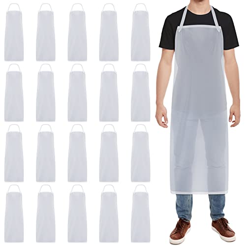 Hercicy 20 Pcs Heavy Duty Plastic Aprons for Adult,43 In Clear Vinyl