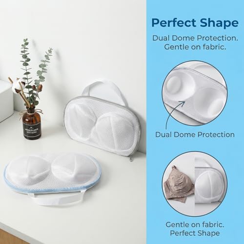 2 Pack Bra Wash Bags with Hooks, 3D Mesh Laundry Bags for Bras