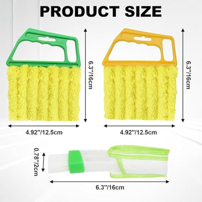 4 Pcs Blind Duster Kit, 7-Finger & Vent Tools, Yellow+Green - color: Yellow+green