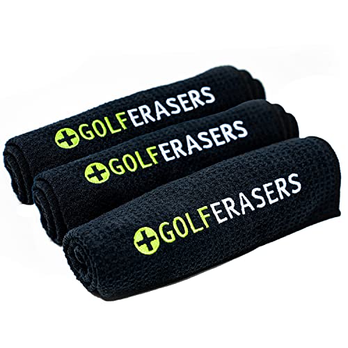 Premium Microfiber Golf Towel with Clip for Golf Bag, 3 Pack, Waffle-Knit Pattern, Helps Keep Golfers’ Hands Dry While Playing, Pairs Perfectly Sponges, 24"x16" - color: 3 Pack Black