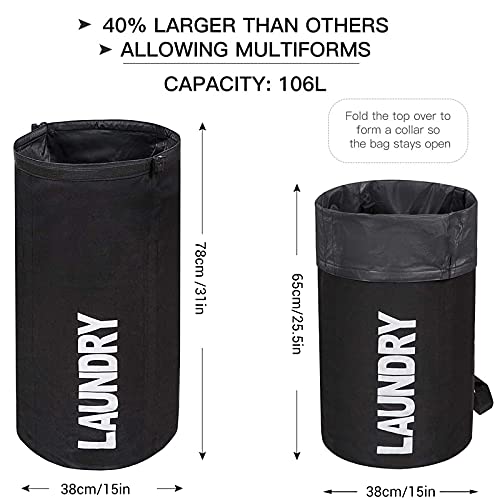 WOWLIVE Backpack Laundry Bag for College, Collapsible Hampers for Laundry - color: Black