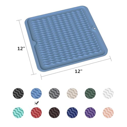 ZLR 4-in-1 Silicone Mat: Air Fryer & Coffee Maker, 12"x12", Lichen Blue - color: Lichen Blue, size: 12" x 12"