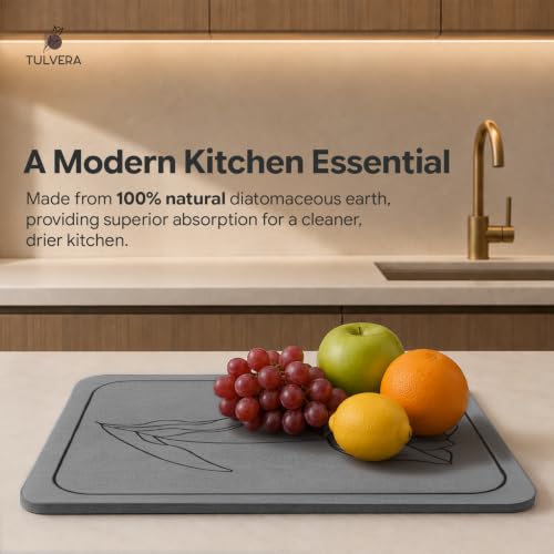 Stone Dish Drying Mat for Kitchen Counter – Diatomaceous Earth Drying Mat | Fast-Absorbing, Minimalist Design, Durable Diatomite | Non-Slip, Heat Resistant, Easy Clean | 18"x14" (Classic Floral) - color: Classic Floral, size: 18" x 14"