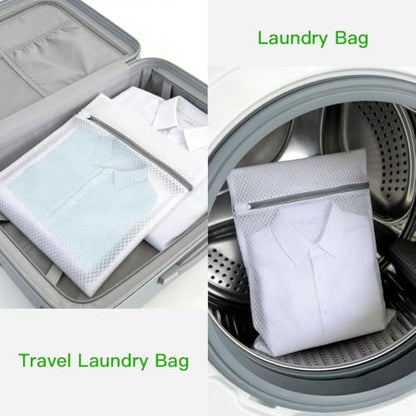 Laundry Bags Mesh Wash Bags for Delicates, 3Pcs 12"x16" honeycomb mesh fine Storage Bag, sturdy smooth zipper, suitable for shirts, underwear, bras, shoes (3)