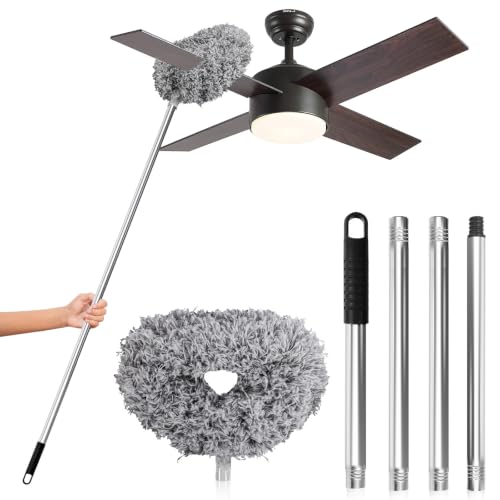 DRQ Ceiling Fan Cleaner Duster with 13-48 in Extension Pole, Grey - color: Gray, size: 13-48 Inch