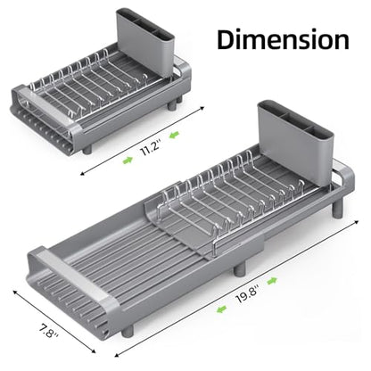 TOOLF Small Dish Drying Rack, Expandable and Space-Saving, Gray - color: Gray