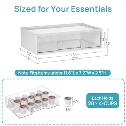 Vtopmart White Stackable Storage Drawers, 2 Pack Wide Organizers - style: 2pack Wide White