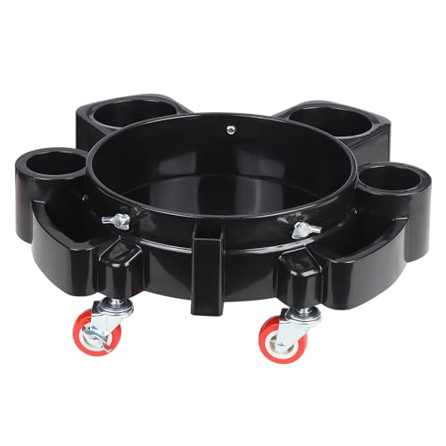 LCGP Bucket Dolly 5 Gallon Car Wash Professional Cleaning Bucket with Heavy Duty Wheeled Casters, Complimentary Strainer and Sprayer, Black - size: Dolly with Dirt Guard and bottle