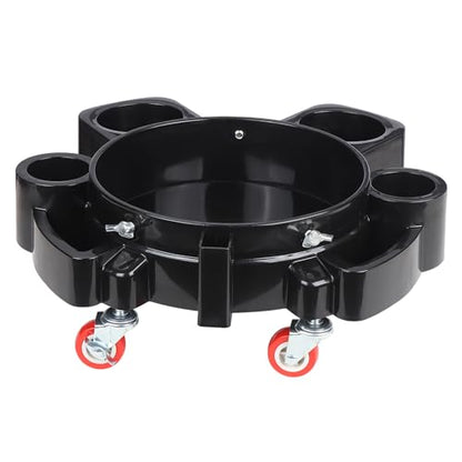 LCGP Bucket Dolly 5 Gallon Car Wash Professional Cleaning Bucket with Heavy Duty Wheeled Casters, Complimentary Strainer and Sprayer, Black - size: Dolly with Dirt Guard and bottle