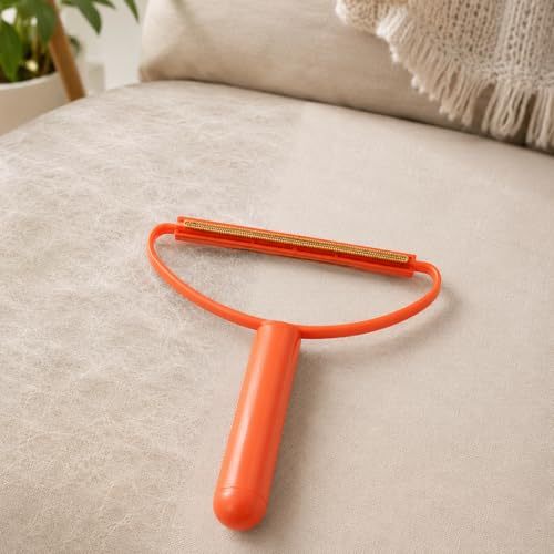 Pet Hair Remover – Reusable Lint Removal Tool for Couch, Carpets, Car Mats, Furniture, Clothes, Cat Trees, Pet Houses, Dog and Cat Hair Scraper, Portable Cleaning Tool ORANGER