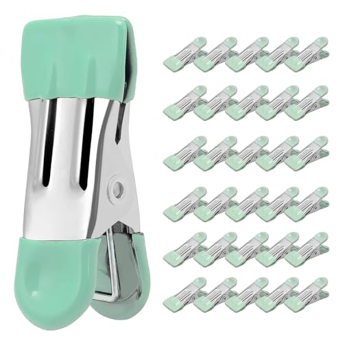 Clothes Pins Heavy Duty, 30 Pack, 2.17 Inch Metal Chip Clips, Light Green - color: Light Green