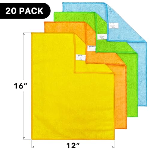 Simple Houseware 12" x 16" Microfiber Cleaning Cloth 20 Pack, 4 Colors - size: 20-Pack